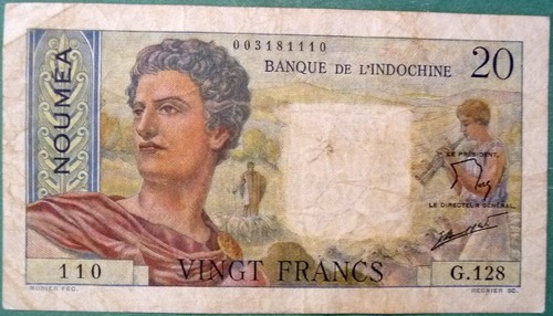 FRENCH PACIFIC TERRITORIES NEW CALEDONIA NOUMEA 20 FRANCS FROM 1963, P50 c