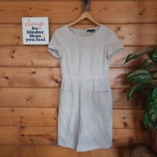 Alex Marie Tan Textured Sheath Pencil Dress Pockets Geometric Office Work Sz 6