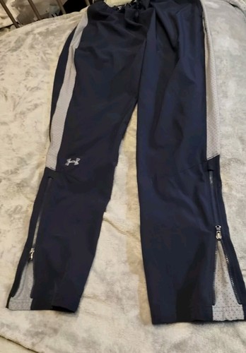 Under Armor Athletic Pants Youth X L Zipped Ankles Blue And Gray Pockets - Picture 2 of 8