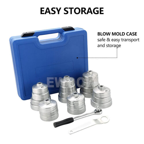 23Pcs Cup Type Oil Filter Wrench Set 1/2" Square Drive Removal Socket Tool Kit - Picture 6 of 7
