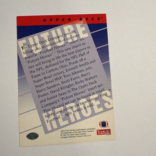 1993 Upper Deck Future Heroes Header Card - Picture 2 of 2