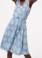 Ann Taylor LOFT Beach Medallion Tasseled Tie Back Dress Size XX-Small NWT