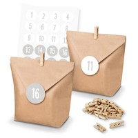 Itenga Adventskalender 24X TüTen Sticker Zahlen Schlicht 1 Bis 24 Hellgrau Weiß