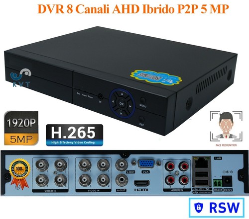 DVR 8 Canali AHD IBRIDO P2P 5 IN 1 IP ONVIF HDMI FULL HD USCITA VIDEO BNC TOP - Imagen 2 de 3