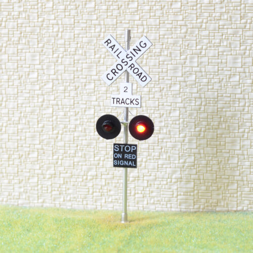 1 x O scale railroad crossing signals LED made 2 target faces 2 tracks gray #S - Picture 1 of 4