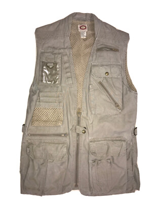 Gilet safari vintage Banana Republic homme XL kaki cargo pêche
