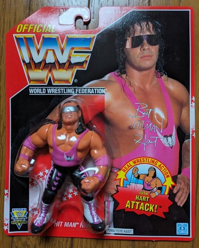 WWE WWF Hasbro Bret  hitman hart red card Wrestlin...