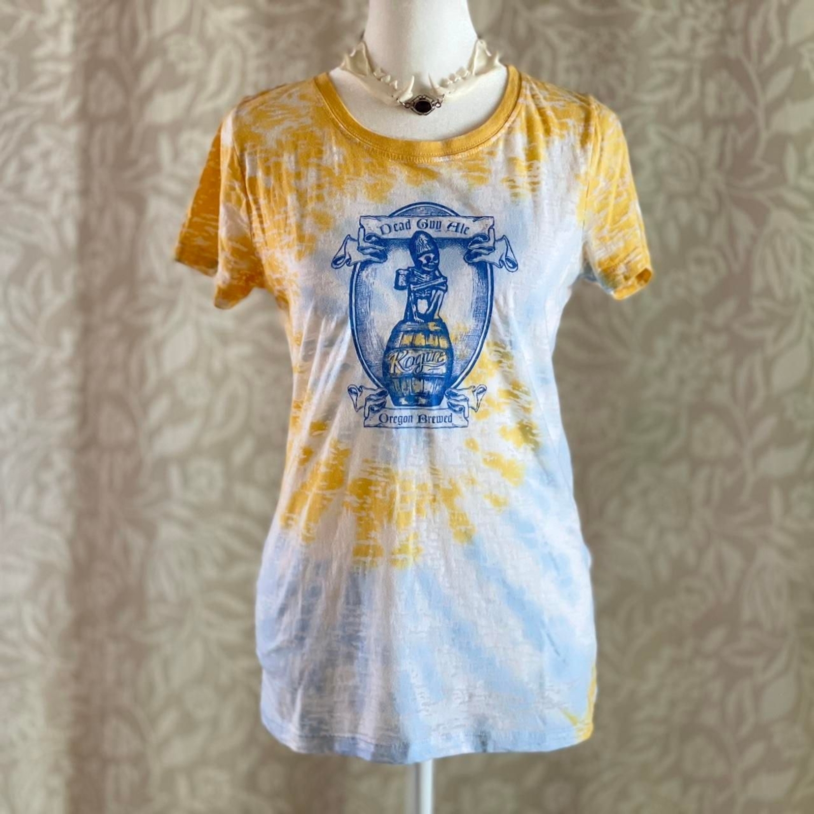 Rogue Dead Guy Ale Oregon Brewed Tie-Dye Graphic Skeleton T-Shirt Women’s Size M