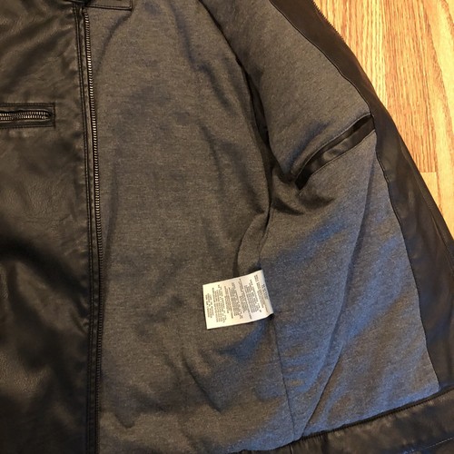 Men’s Levis Hooded Full Zip Faux Leather Jacket Size Small. Vintage Look. Soft - Picture 9 of 11