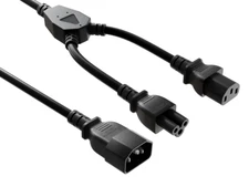 18 AWG Power Cord Y-Splitter Cable (IEC320 C14 to IEC320 C13 & C5) - 1/3/6/10 ft