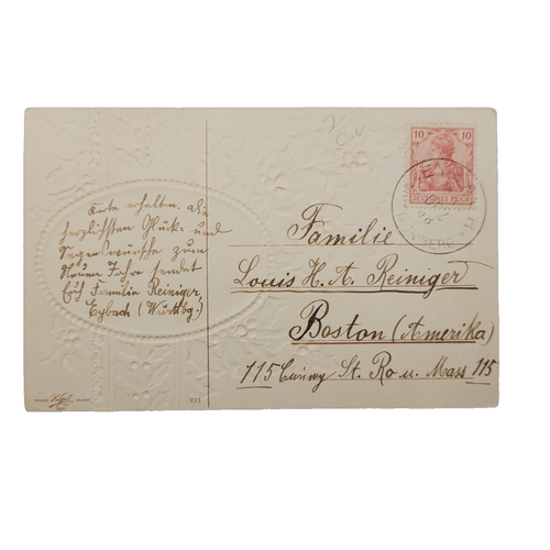 German Happy New Year Jan 1 Frohes Neujahr 1908 Postcard Germany Stamp Cancel - Picture 4 of 5