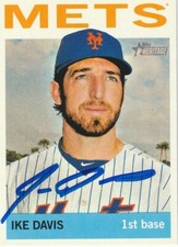 IKE DAVIS NEW YORK METS SIGNED 2013 TOPPS HERITAGE CARD #44
