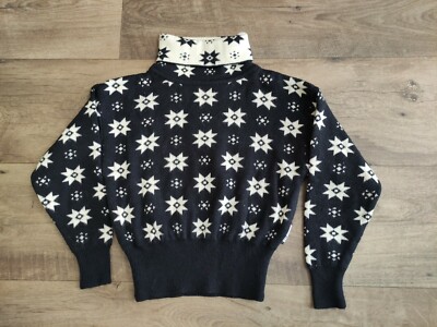 Obermeyer Vintage 90S Pullover Schwarz Weiß Unisex Schnee Größe 4-5 Jahre