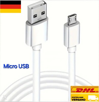  2X Micro USB Charging Cable Handy  Kabel Datenkabel Ladekabel weiß 1m