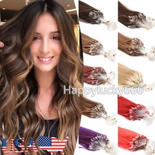 Pre Bonded Micro Link Hair Extensions Real Human Hair Micro Ring Loop Beads Hair