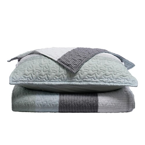Queen Size Quilt Set Mint Green Bedspread (90 x 96 inches) Coverlet Sets Ligh...