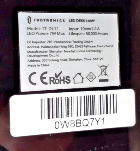 TaoTronics TT-DL11 LED Desk Lamp Black 7W Tested & Working Unit Only VGC - Picture 7 of 7