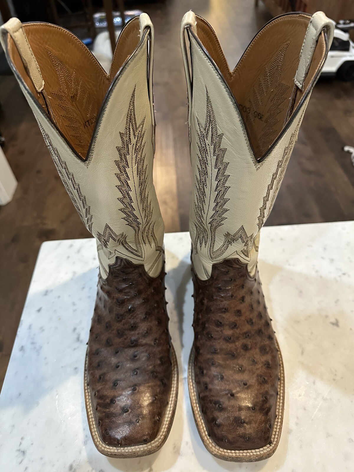 MENS BLACK JACK COWBOY OSTRICH SKIN BROWN BOOTS SIZE 11 EE eBay