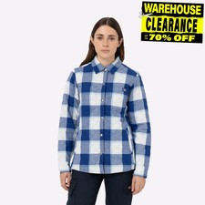 Dickies Flannel Shirt Womens Classic Casual Hooded Jacket Blue