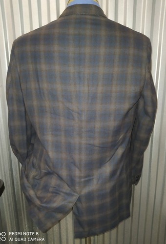 42R Vintage 50s 60s Sears brown blue Tartan Plaid Check Wool Blazer Coat Jacket - Picture 4 of 5