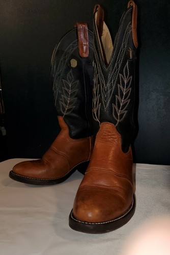 HH Double H Boots Navy Tan Tone 