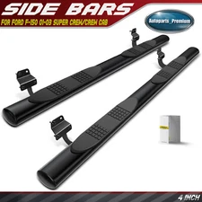 4inch Black Steel Oval Side Step Bars for Ford F-150 01-03 Super Crew/Crew Cab