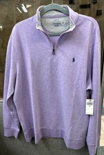 Polo Ralph Lauren Mens Light Purple 1/4 Quarter Zip Pullover Sweater XL