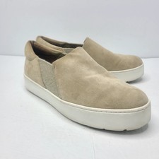Vince Womens Warren Tan Suede Platform Slip On Shearling Lined Chunky Sneakers 9