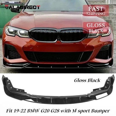 Fit 19-22 BMW 3 Series G20 M Sport M340i Gloss Black Front Bumper Lip Spoiler
