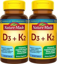 Vitamin D3 K2 Supplements 5000 IU 30 Softgels Pack of 2 Nature Made Dietary