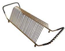 VTG 1960s MCM 45 Record Rack sorter Gold Black Viny Wrap handles 40 slots 12  