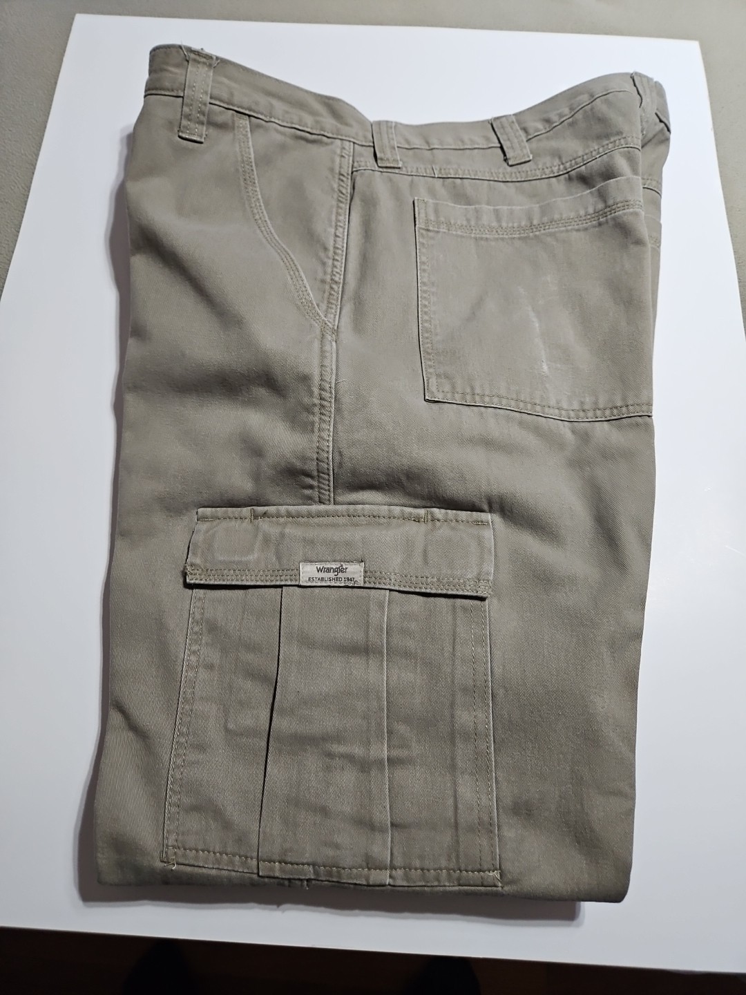 Wrangler Fleece Blanket Lined Cargo Pants Mens 36x32 Beige Khaki