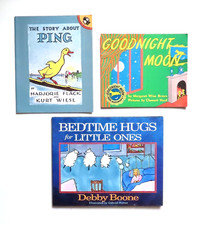 Lot 3 Vintage Children’s Books: Story About Ping, Goodnight Moon, Bedtime Hugs