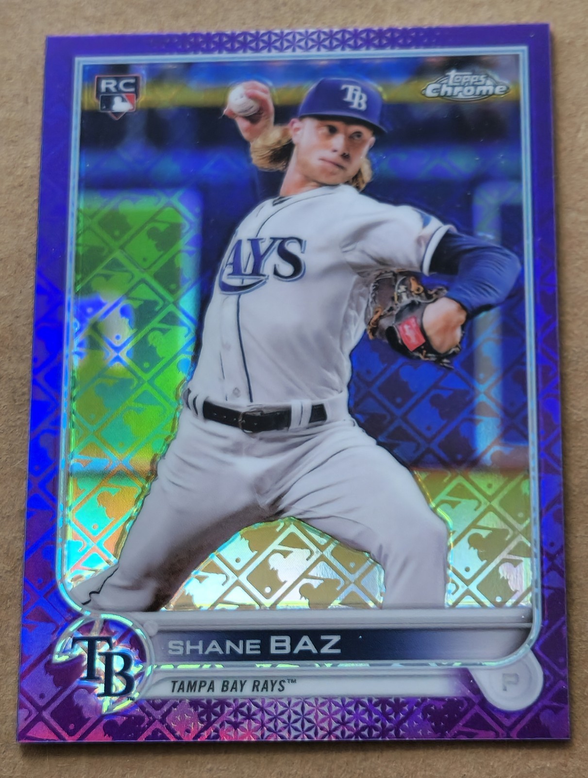 2022 Topps Chrome #8 Purple Logofractor Shane Baz RC 212/250 Tampa Bay Rays