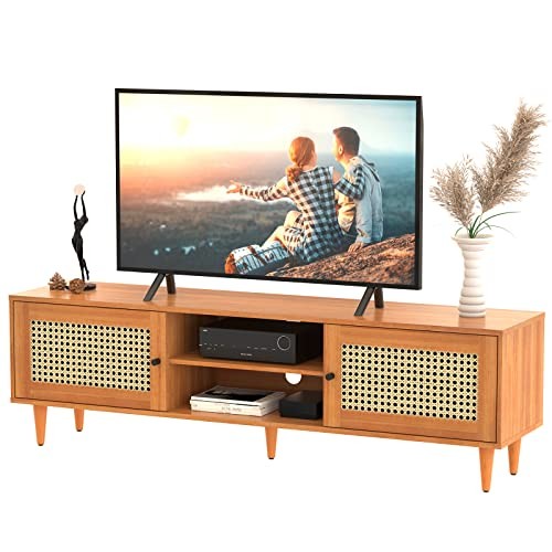 EASYCOM RATTAN TV STAND FOR 65 INCH TV FARMHOUSE RATTAN 151-TVST - NATURE