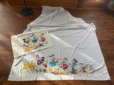 Walt Disney Productions Top Single Bed FLAT SHEET And Pillowcase Mickey Donald