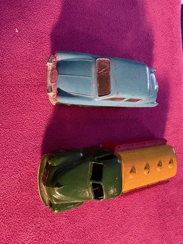 Two vintage Dinky oil truck & Singer Gazelle nice condition