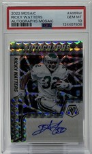 Ricky Watters Auto PSA 10 -2022 Panini Mosaic Prizm -Eagles, Notre Dame, Seattle