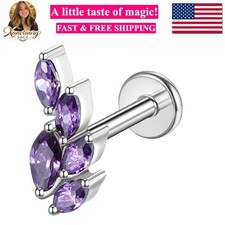 16G G23 Titanium Cartilage Earrings Stud Flat Back Dog Paw Cartilage Piercing...