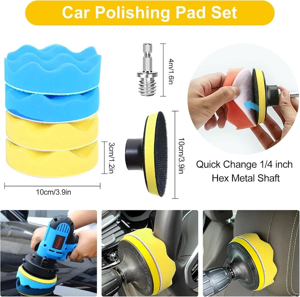Kit Nettoyage Voiture Complet Brosse Perceuse Pinceau Microfibre Pad Meguiars - Photo 4/4