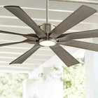 60" Outdoor Ceiling Fan with Light LED Remote Nickel Damp Rated for Patio Porch
