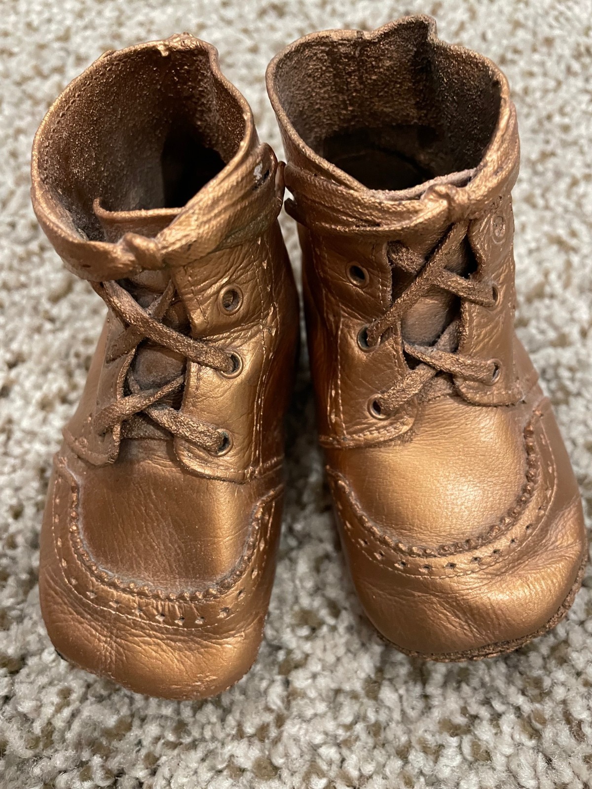 Vintage Pair of Bronzed Baby Shoes, Copper Bronze Color D&eacute;cor, Pre-Owned