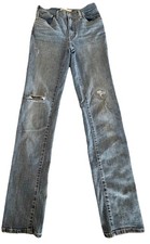 Levi's 724 High Rise Straight Leg Denim Jeans Blue Women's Size 26x31 Distressed