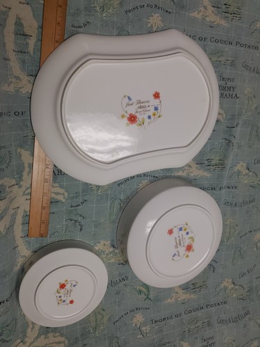 Mikasa 'Just Flowers 9" Veggie bowl + 15" Platter + 6" Bowl *VG* - Picture 10 of 10