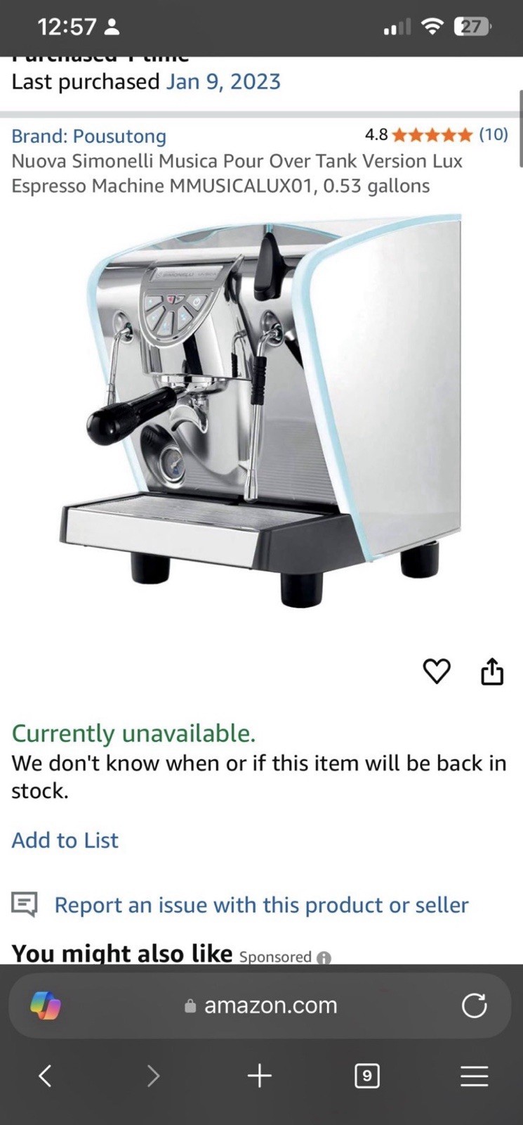 Nuova Simonelli Espresso Musica Espresso Machine - Silver