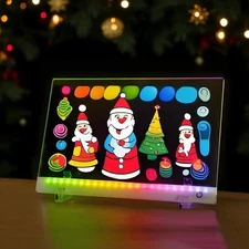 Rechargeable LED Note Board,4 Modes & 7 Colors Acrylic Dry Erase Board White 