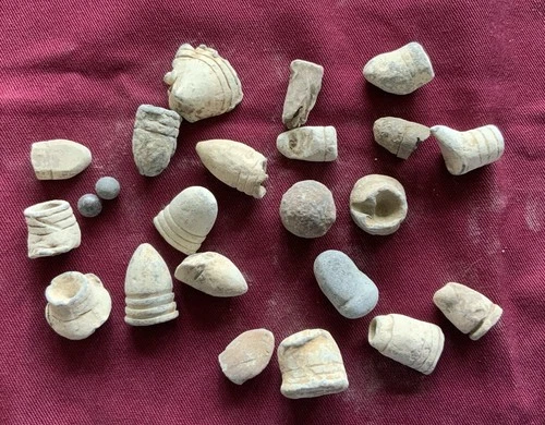 LOT OF 21 PIECES FIRED CIVIL WAR BULLET FRAGMENTS  BALL