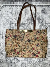 Patricia Nash Silvi TPU Coated Canvas Travel Tote Prairie Floral Rose Large