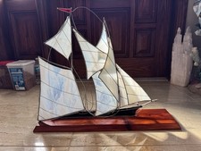 Wood Standing Desktop-Stained Glass Sailboat Large