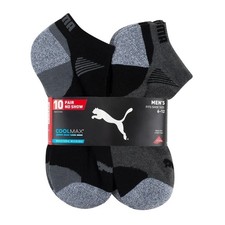 Puma Men's 6-12 Gray  Black 10 Pair No Show Socks P0253